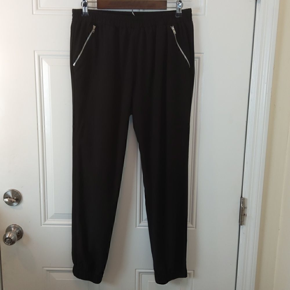 Lily White black elastic waist jogger pants